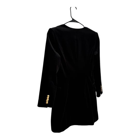 A.L.C Chelsea Velvet Jacket Mini Dress V neck in black with gold buttons size 6 - Picture 15 of 15